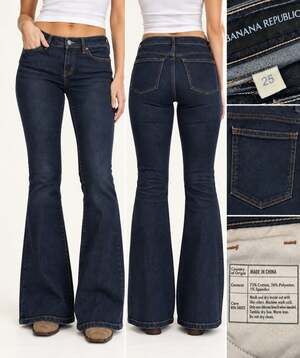 Smart Casual Banana Republic Women's Bootcut Jeans Size 25 Dark Wash Indigo